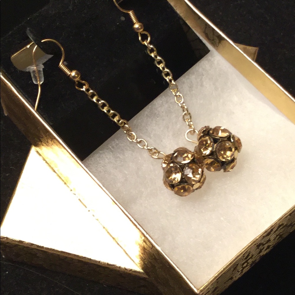 18K Gold Plated Rhinestone Ball Earrings